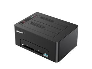 MAIWO USB 3.0 to SATA Dual Bay External Hard Drive Docking Station for 2.5 or 3.5 inch HDD/SSD with Hard Drive Duplicator/Cloner /CF&SD Card Reader Function Support 16TB