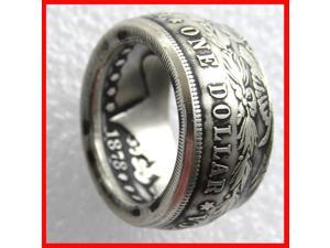 RARE Morgan Dollar USA 1878 American Eagle Coin Biker Silver Plated Ring - Explore Now!