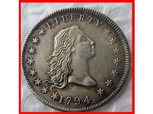 Rare Antique United States USA 1794 Flowing Hair Liberty Silver Color Dollar Coin