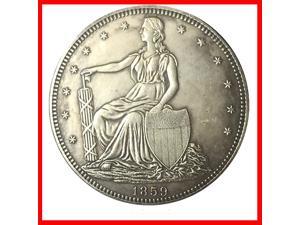 Rare Antique United States 1859 Seated Liberty Great Silver Color Half Dollar Coin