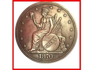 Rare Antique United States 1870 Seated Liberty Great Silver Color Dollar Coin