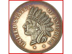 Rare Antique USA United States 1851 Year One Dollar Indian Head Silver Color Coin