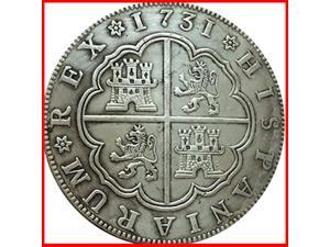 Rare Antique European 1731 Spain 8 Reales Silver Color Coin