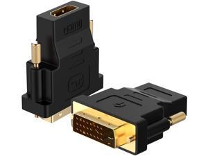 DVI to HDMI Adapter, 2-Pack Gold-Plated 1080P Male to Female Converter (Black)