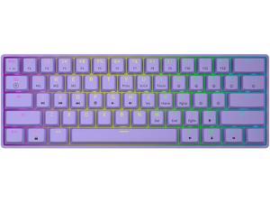 GK61 Mechanical Gaming Keyboard - 61 Keys Multi Color RGB Illuminated LED Backlit Wired Programmable for PC/Mac Gamer (Gateron Optical Blue, Lavender)