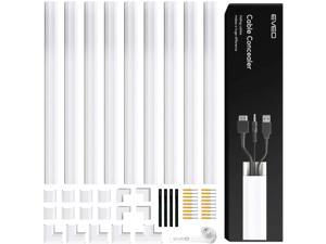 150” Cable Concealer on Cord Cover Wall - Paintable Cable Cover for Wire Hiders for TV on Wall - Cable Management Cord Hider Wall Including Connectors & Adhesive Strips Connected to Cable Raceway