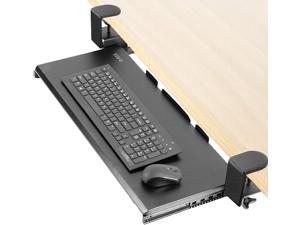 Large Keyboard Tray Under Desk Pull Out with Extra Sturdy C Clamp Mount System, 27 (33 Including Clamps) x 11 inch Slide-Out Platform Computer Drawer for Typing, Black, MOUNT-KB05E