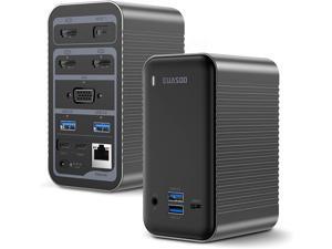 Docking Station USB-C 4K Quadruple Display Universal Laptop Docking Station for MacBook and Windows (3 HDMI, VGA, Gigabit Ethernet, USB-C 3.0, 87W PD and 4 USB Ports), Triple Display for macOS