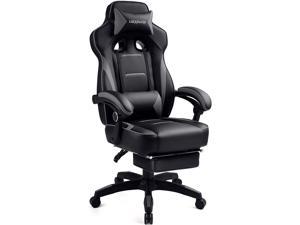 Gaming Chair with Footrest Office Desk Chair Ergonomic Gaming Chair Pu Leather High Back Adjustable Swivel Lumbar Support Racing Style Esports Gamer Chairs Gray