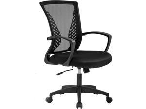 Ergonomic Office Chair Desk Computer Mesh Executive Task Rolling Gaming Swivel Modern Adjustable with Mid Back Lumbar Support Armrest for Home Women Men, Black