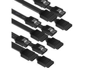 SATA Cable III, 6 Pack SATA Cable III 6Gbps Straight HDD SDD Data Cable with Locking Latch 18 Inch Compatible for SATA HDD, SSD, CD Driver, CD Writer - Black