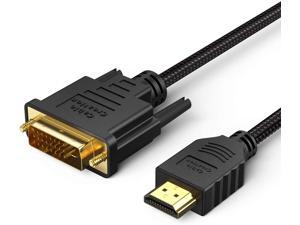 HDMI to DVI Cable, 5 Feet Bi-Directional HDMI Male to DVI(24+1) Male Braid Cable, Support 1080P for Raspberry Pi, Roku, Xbox One, PS4, PS3, Laptop, Blue-ray, Nintendo Switch etc