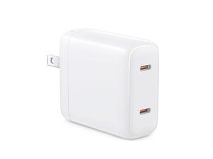 USB C Charger 40W PD Charger Fast Charger with Foldable Plug Dual 20W Charger for iPhone1212 Pro12 Pro MaxMagSafe Duo iPhone 1111 ProXSXRX Galaxy S10S9 iPad Pro 1White