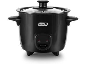 DRCM200BK Mini Rice Cooker Steamer with Removable Nonstick Pot, Keep Warm Function & Recipe Guide, Black