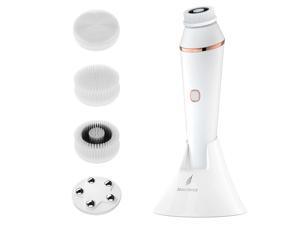 Rechargeable Facial Cleansing Brush, Waterproof Facial Cleanser Brush Electric with 3 Speed, Face Spin Brush Set with 4 brush heads for Gentle Exfoliating, Deep Cleansing and Face Massage