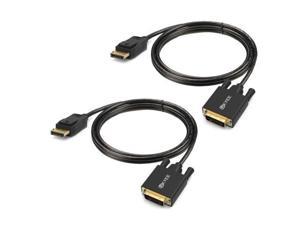 Displayport to DVI Cable 6 Feet 2-Pack, Display Port(DP) to DVI-d Male to Male Adapter Cable Compatible with PC, Laptop, HDTV, Projector, Monitor, More- Gold-Plated