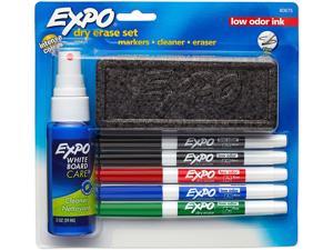 Expo Low Odor Dry Erase Marker Set with White Board Eraser and Cleaner | Fine Tip Dry Erase Markers | Assorted Colors, 7 Piece Set with Whiteboard Cleaner