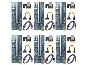 6-pack VER 009C+ Multi-interface PCIe Riser Card Riser Adapter with 8 solid capacitors and dynamic LED lights PCI Express 1X to 16X Extender Mining Rig Graphics card extension PCIE Extension GPU Riser 6-pack VER 009C+ Multi-interface PCIe Riser Card Riser Adapter with 8 solid capacitors and dynamic LED lights PCI Express 1X to 16X Extender Mining Rig Graphics card extension PCIE Extension GPU Riser