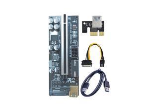 1-pack VER 009C+ Multi-interface PCIe Riser Card Riser Adapter with 8 solid capacitors and dynamic LED lights PCI Express 1X to 16X Extender Mining Rig Graphics card extension PCIE Extension GPU Riser 1-pack VER 009C+ Multi-interface PCIe Riser Card Riser Adapter with 8 solid capacitors and dynamic LED lights PCI Express 1X to 16X Extender Mining Rig Graphics card extension PCIE Extension GPU Riser