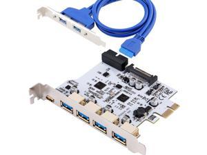fairdog Superspeed 7 Ports PCI-E to USB 3.0 Expansion Card designed with 1 USB Type-C Port, 4 USB Type-A Ports and 2 internal USB 3.0  Ports Express Card for Desktop with 15 Pin SATA Power Connector