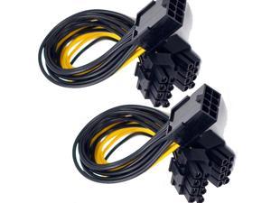 2-pack mining dedicated 22cm 8.7" 8PIN to 2x8PIN (6+2PIN) GPU  and MULTI-GPU power cable power cord power line PCI Express Graphics Card Video card Power Splitter Cable Black & Gold 2-Pack 22cm