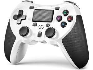 Wireless Controllers Compatible with Playstation 4 Game Controllers for PS-4 Pro, PS-4 Slim-Built-in Speaker - Stereo Headset Jack Multitouch Pad - Rechargeable Lithium Battery(White)