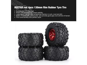 AUSTAR 4pcs AX3004 130mm Rim Rubber Tyre Tire Wheel Plastic Hub for 110 RC Bigfoot Model HSP HPI Beadlock Spare Parts fz