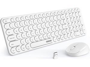 Wireless keyboard and mouse, round keys, tactile response typing, sleep mode, lovely keyboard and mouse combination, no delay USB cordless pink keyboard, suitable for
