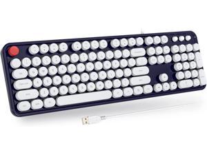 USB wired computer keyboard-typewriter keyboard-full-size keyboard, with numeric keyboard, suitable for desktop window of computer laptop (milk white)
