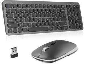 Wireless Keyboard Mouse Combo, Compact Full Size Wireless Keyboard