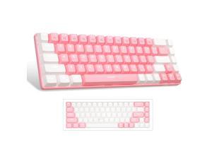 Portable 60% Mechanical Gaming Keyboard, MK-Box LED Backlit Compact 68 Keys Mini Wired Office Keyboard with Red Switch for Windows Laptop PC Mac - Black/Grey Pink
