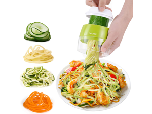 Handheld Spiralizer Vegetable Slicer, 4 in 1 Heavy Duty Veggie Spiral Cutter - Zoodle Pasta Spaghetti Maker for Low Carb/Paleo/Gluten-Free Meals