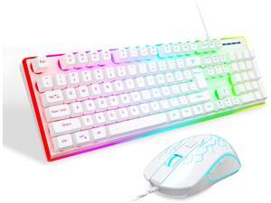 Gaming Keyboard and Mouse Combo, MageGee GT838 RGB Backlit Keyboard 104 Keys Aluminum Panel USB Quiet Wired Computer Keyboard for Windows PC Laptop (White/Silver) Gaming Keyboard and Mouse Combo, MageGee GT838 RGB Backlit Keyboard 104 Keys Aluminum Panel USB Quiet Wired Computer Keyboard for Windows PC Laptop (White/Silver)