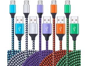 Micro USB Cable 5Pack 6ft High Speed Nylon Braided Android Charging Cables for Samsung Galaxy J8J7S7S6EdgeNote5 Sony Motorola HTC LG Android Tablets and More USB to Micro USB Cords