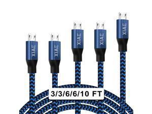Micro USB Cable, 5Pack (3/3/6/6/10FT) Nylon Braided Fast Charging Cable Aluminum Housing USB Charger Android Cable for Samsung Galaxy S7 Edge S6 S5,Android Phone,LG G4,HTC and More