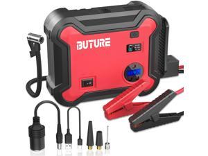 Portable Car Jump Starter with Air Compressor, 2500A 23800mAh Battery Booster Pack (All Gas/8.0L Diesel) with 150 PSI Digital Tire Inflator, QC3.0 Power Pack with 120W DC Out, Emergency Light