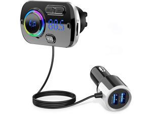 Bluetooth FM Transmitter for Car,Bluetooth Car Adapter QC3.0,Wireless Bluetooth 5.0 FM Transmitter Audio Adapter with LED Backlit Dual USB Ports,MP3 Music Player Hand-Free Calls Suport TF Card AUX
