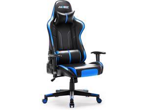 Gaming Chair Ergonomic Racing Style Game Chair Height Adjustable High Back with Massage Headrest and Lumbar Pillow Computer Chair (Blue)