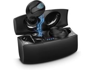 Bluetooth 5.0 True Wireless Earbuds Touch Control with Charging Case Cordless in Ear Headphones IPX8 Waterproof with Noise Cancelling Mic for Apple iPhone Android Samsung (Black)