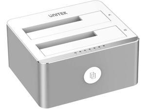 Aluminum USB 3.0 to SATA Dual Bay External Hard Drive Docking Station with UASP for 2.5 / 3.5-inch HDD SSD, Hard Drive Duplicator/Offline Clone Function (2 x 16TB Support)-Silver