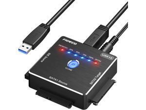 SATA/IDE to USB 3.0 Adapter, Hard Drive Adapter Cable for Universal 2.5/3.5 Inch IDE/SATA External HDD SSD, 5.25-Inch DVD-ROM/CD-ROM/CD-RW, Offline One Touch Clone, Support 16TB (Cable PL06)