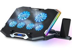 12-Mode RGB Laptop Cooling Pad LED Screen Gaming Laptop Cooler with 6 High-Speed Adjustable Fans, 7 Heights Stand, 2 USB Ports, Compatible up to 17'' Laptop & PS4