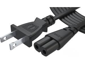 AC Cable Replacement Power Cord 2 Prong 6 Feet Black