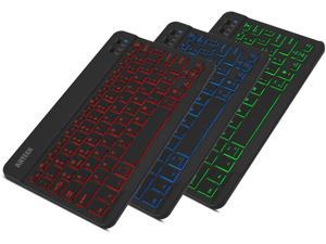 HB030B Universal Slim Portable Wireless Bluetooth 30 7Colors Backlit Keyboard with Built in Rechargeable Battery Black