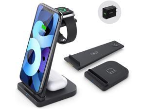 Wireless Charging Station3 in 1 QiCertified Fast Charging Stand Compatible Apple Watch Series 65432 Airpods Pro iPhone 1212pro1111proXXSXRXS Max88 PluswithQC 30AdapterBlack