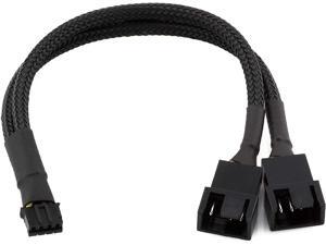 4-Pin PWM GPU Dual Fan Splitter Adapter Cable All Black Sleeved for Graphics Cards 4-Pin PWM GPU Dual Fan Splitter Adapter Cable All Black Sleeved for Graphics Cards