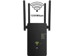 WiFi Range Extender, Up to 1200Mbps, 2.4 & 5GHz Dual Band WiFi Repeater WiFi Signal Booster with 4 Antennas, Supports Repeater and AP Mode, Extending WiFi to Whole Home and Garden