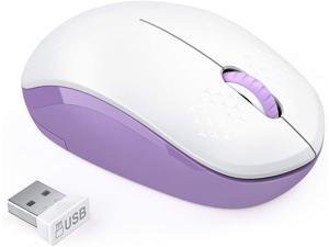 Wireless Mouse, 2.4G Noiseless Mouse with USB Receiver -  Portable Computer Mice for PC, Tablet, Laptop, Notebook, Computer - Purple & White