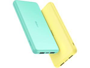 Portable Charger 2-Pack 10000mAh Power Bank High Capacity Power Bank Ultra Slim External Phone Battery Pack with Dual Input & Output for iPhone 12 Pro, Galaxy S10, Pixel 4, (Green + Yellow)
