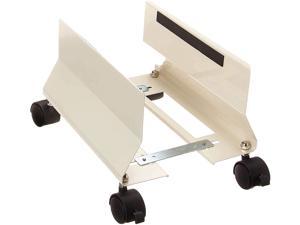 Mobile CPU Stand, Universal Metal Computer Cart with Adjustable Width and Caster Wheels, Holds 53 Lbs, White